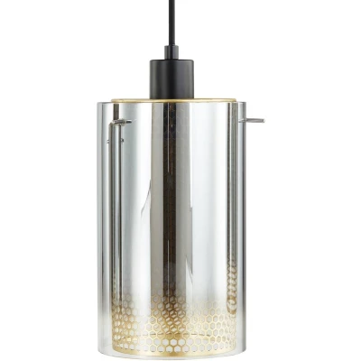 Afbeelding van Lucande hanglamp 1licht Glas, ijzer H: 20.5 cm E27 antraciet, goud