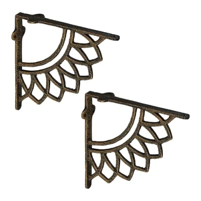 Afbeelding van plankdrager set van 2 19 cm gietijzer mandala brons