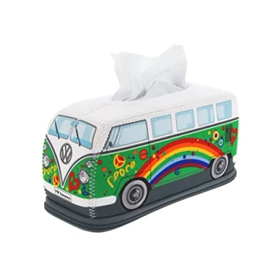 Afbeelding van BRISA VW Collection Volkswagen neopreen zakdoekdispenser voor cosmetica en papieren handdoeken Combi T1 (Peace/Groen)
