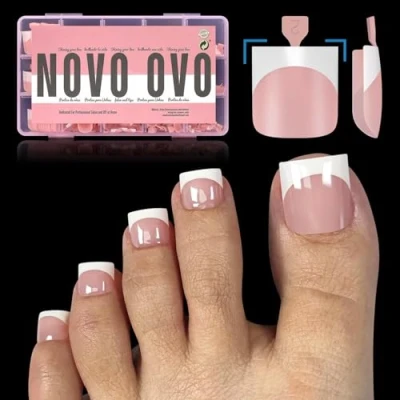 Image de NOVO OVO Babypink Lot de 240 faux ongles carrés tranchants à coller 15 tailles