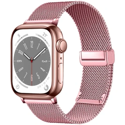 Afbeelding van Apple Watch Milanese bandje met vouwbare magneetsluiting Rosé goud Geschikt voor 38mm / 40mm 41mm