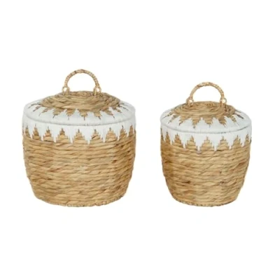 Afbeelding van Basket spelset Home ESPRIT Wit Natuurlijk Natuurlijke Vezel Boho 35 x 37 cm (2 Onderdelen)