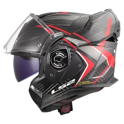 Afbeelding van LS2 FF901 Advant X Carbon systeemhelm Future II zwart rood Maat XS