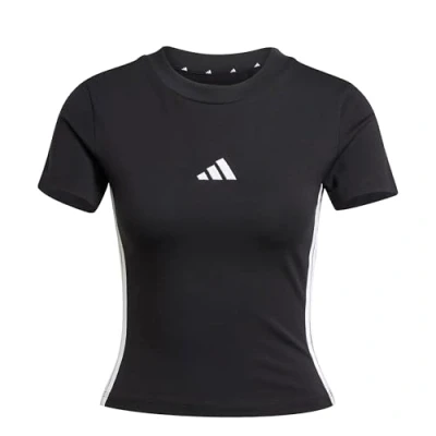 Afbeelding van adidas Sportswear Essentials 3 Stripes SLIM Tshirt basic, Dames, Maat: Small, Black/white