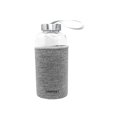 Afbeelding van Nerthus Drinkfles Glas neopreen Grijs 600ml