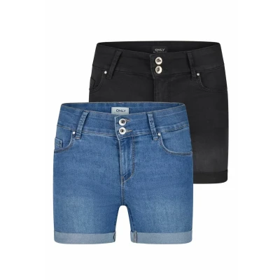 Afbeelding van Only Dames Short Broeken ONLCarmen 2er Pack skinny Fit Zwart Volwassenen