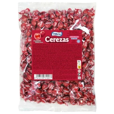 Image de Vidal Bonbons cerises en caoutchouc saveur cerise Sachet de 200 pièces.