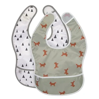Image de LÄSSIG Bébé Bavoir Set 2 Pcs. Avec Protection Anti Chute Hydrofuge/Eva Bib Little Forest Fox