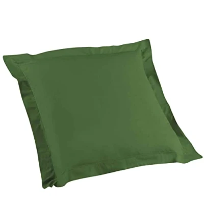Image de Taie d&#039;oreiller volant plat 63x63 cm uni 57 fils lina +point bourdon Vert sapin