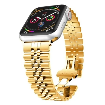 Afbeelding van Apple watch Metalen schakelband Goud Geschikt voor 38mm / 40mm 41mm