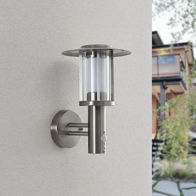 Afbeelding van Lindby LED buiten wandlamp Gregory, sensor, roestvrij staal, IP44