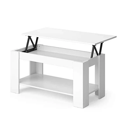 Afbeelding van Vicco Salontafel &quot;Lorenz&quot;, wit, 100 x 50 cm met heffunctie