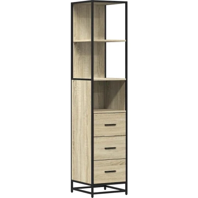 Afbeelding van Badkamerkast 35x37,5x166 cm bewerkt hout sonoma eikenkleurig