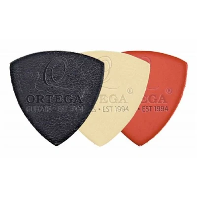 Image de Ortega UKEPICK ASS Set de 3 médiators en cuir Noir, blanc et rouge