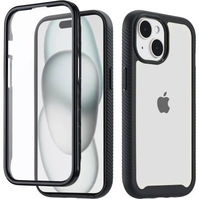 Afbeelding van imoshion Hoesje Geschikt voor iPhone 15 360 Full Protective Case Zwart / Transparant
