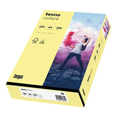 Afbeelding van inapa Tecno Colors Kleurpapier, A4, 120 g/m², lichtgeel, 250 vellen
