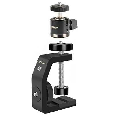 Afbeelding van UTEBIT Klem, schroefcamera, 1/4 + mini kogelgewricht, 360 graden draaibaar, draaibare houder, camera van aluminiumlegering, maximale belasting 3 kg, voor flash camera, scherm, monitor kantoor