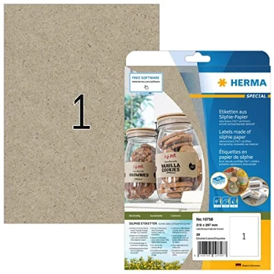 Afbeelding van Etiket HERMA 10758 210 x 297 mm silphie bruin 20stuks