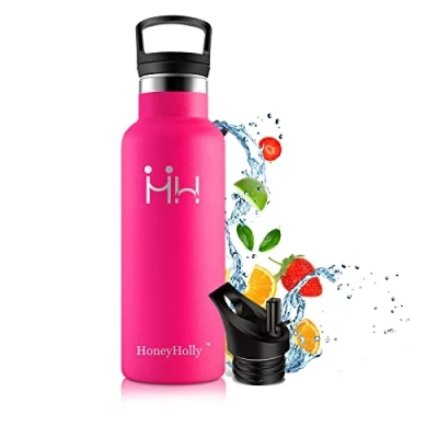 Afbeelding van HoneyHolly Roestvrijstalen thermosfles, 750 ml, BPA vrije lekvrije thermosfles voor kinderen, peuters, school, sport, fiets