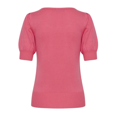 Afbeelding van Fransa Tshirt basic, Dames, Maat: Large, Camellia rose