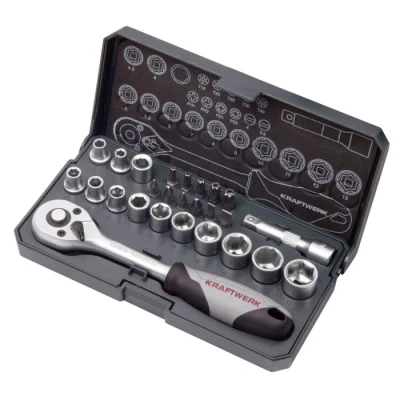 Afbeelding van Kraftwerk Doppenassortiment met ratel 1/4 &quot; 26 delig