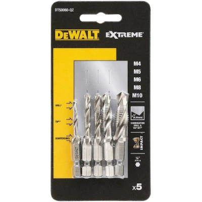 Image de DEWALT DT50060 QZ jeu de forets à tarauder filetage métrique M4 M5 M6 M8 M10 1/4&quot; 5 pièces