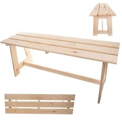 Afbeelding van KADAX Houten tuinbank, 2 zits, zonder armleuningen en rugleuning, parkbank, buitenbank voor balkon, tuin, terras (natuurlijk eiken)