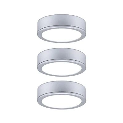 Image de Paulmann Pukk 93092 Ensemble d&#039;éclairage LED rond pour meuble avec 3 lampes d&#039;armoire 3,5 W Chromé mat Plastique 2700 K