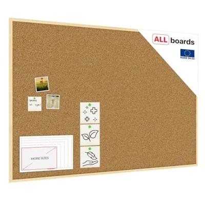 Afbeelding van ALLboards Bord van kurk met frame hout, 150 x 100 cm, kurkprikbord voor naalden memoboard