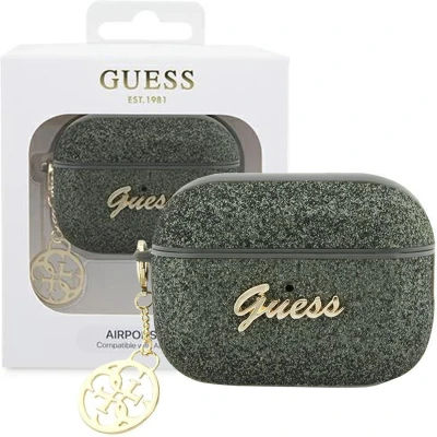 Afbeelding van Guess GUAP2GLGSHA hoesje voor AirPods Pro 2 cover groen/kaki Glitter Flake 4G Charm