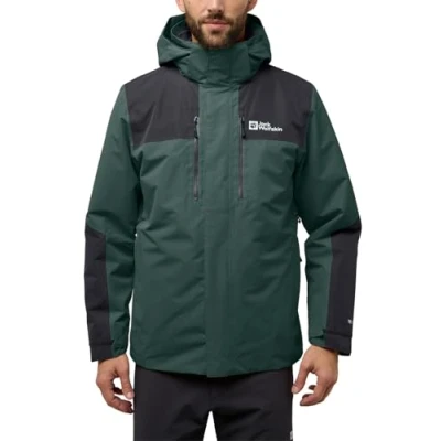 Afbeelding van Jack Wolfskin Jasper 3IN1 JKT M Regenjas, Heren, Maat: Large, Black olive