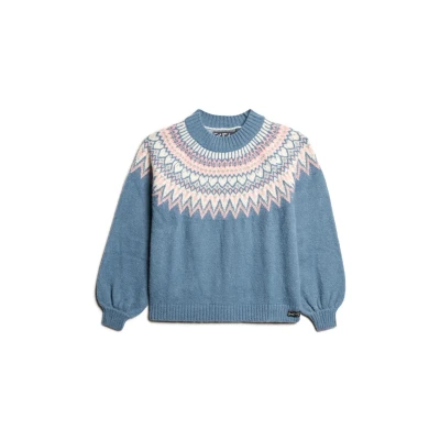 Afbeelding van Superdry Slouchy Pattern Trui, Dames, Maat: 36, Ecru multi