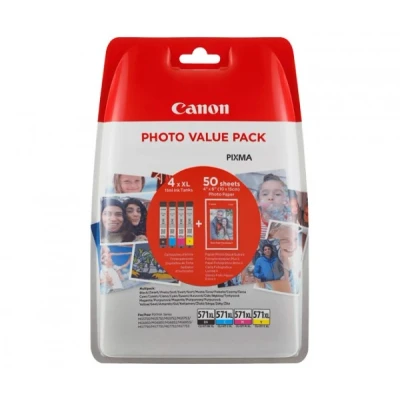 Afbeelding van Canon CLI 571XL BK/C/M/Y + Photo pack Inktcartridge 4 kleuren Voordeelbundel Hoge capaciteit