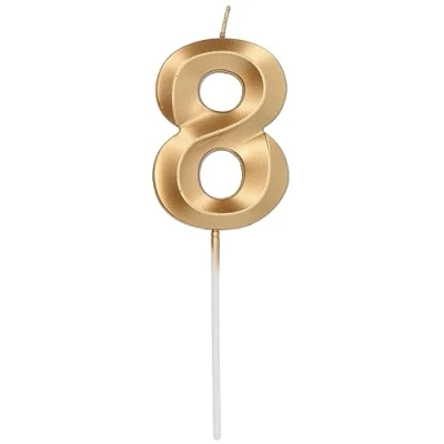 Afbeelding van Folat Kaars cijfer 8 glamour goud metallic 7 cm