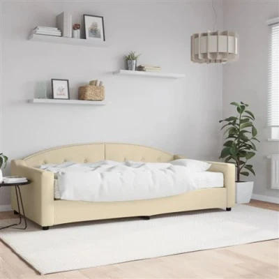 Afbeelding van vidaXL Slaapbank met matras 100x200 cm stof crèmekleurig
