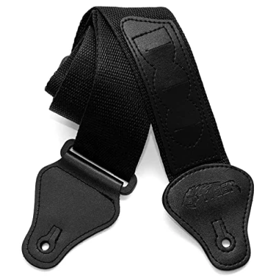 Image de TIGER STP2 BK Sangle de guitare en nylon pour guitares acoustiques, classiques, électriques et basses Noir