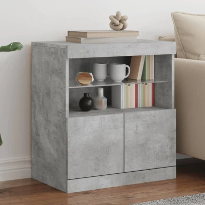 Afbeelding van Dressoir met LED verlichting 60x37x67 cm betongrijs
