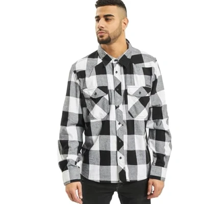 Afbeelding van Brandit Checkshirt White Black Overhemd Heren