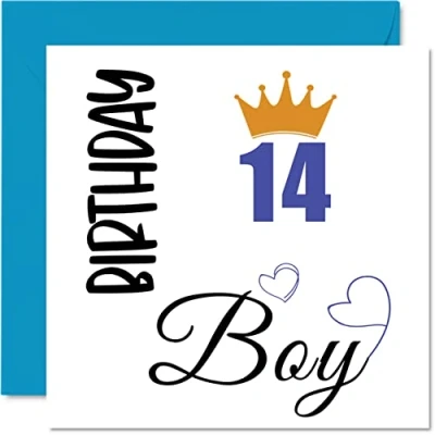 Afbeelding van Verjaardagskaart voor jongens 14 jaar, verjaardagskaarten jongens, tienerjongen, zoon, broer, kleinzoon, neef, vriend, 145 mm x mm, wenskaarten