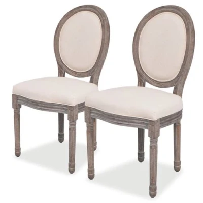 Image de vidaXL Chaises à manger lot de 2 crème tissu