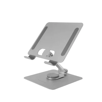 Afbeelding van Mars Gaming MA RST, 2 in 1 tablet en converteerbare standaard tot 13 inch, 360 draaibaar + 180 hoogte hoek verstelbaar, opvouwbare tablethouder van licht staal, antislip, zilvergrijs