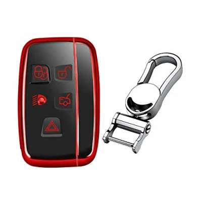 Afbeelding van M.JVisun Beschermhoes voor Land Rover Discovery 4 / Sport Freelander 2 Range Evoque Velar autosleutel glanzend rood metalen sleutelhanger