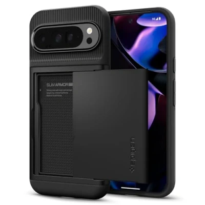 Afbeelding van Spigen Slim Armor CS Hoesje Geschikt voor Google Pixel 9 Pro XL Back Cover met Kaarthouder 2 Pasjes Zwart