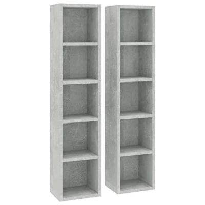 Afbeelding van Cd kasten 2 st 21x16x93,5 spaanplaat betongrijs