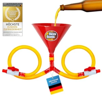 Afbeelding van Bierbong biertrechter dranktrechter met slang &amp; afsluitkraan alcoholspel voor vrijgezellenfeest (dubbel)