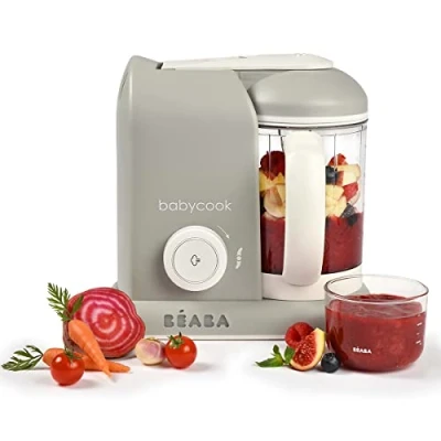 Image de BÉABA, Babycook Solo, Robot bébé 4 en 1 Mixeur Cuiseur, Cuisson Vapeur, Diversification alimentaire, Petits pots maison, Gris
