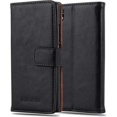 Afbeelding van Cadorabo Hoesje geschikt voor Huawei ASCEND P7 in ZWART GRAFIET Beschermhoes met magnetische sluiting, standfunctie en kaartvakje Book Case Cover Etui