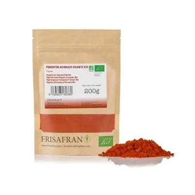 Image de FRISAFRAN paprika fumé Piquant en Poudre Bio 200g fort moulu d&#039;Espagne biologique pas d&#039;additifs récolter du naturel