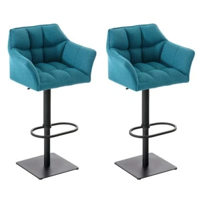 Image de CLP Lot de 2 tabourets bar Damaso en tissu , Noir/Turquoise