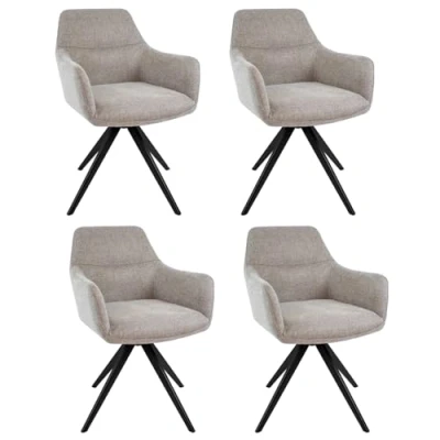 Afbeelding van Set van 4 Kick eetkamerstoel Tom Texture Taupe